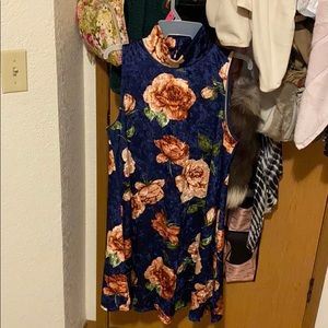 Navy Blue Floral Flowy Dress
